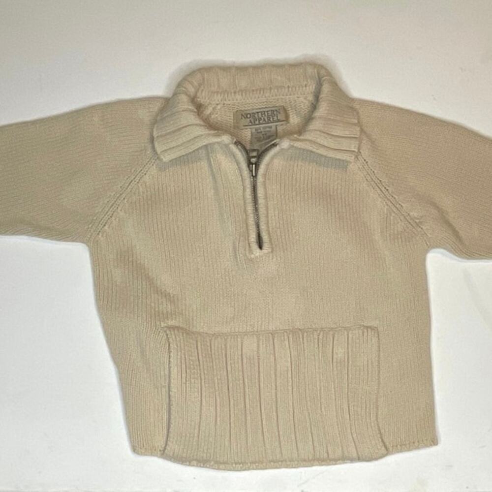 VTG Northern Apparel Kid 4T Half-Zip Cotton Sweater Made in Korea Scandi Classic